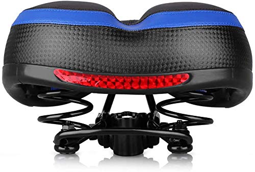 VOANZO Sillín de Bicicleta para sillín de Bicicleta, sillín de Bicicleta Ancho y Suave Cojín de Asiento de Bicicleta para Ciclistas híbridos de MTB Road Gel Comfort (Azul y Negro)