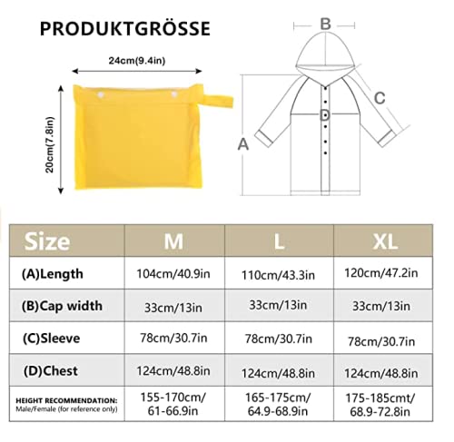 Voarge Chubasquero unisex EVA, chubasquero para adultos, para mujeres y hombres, ropa de lluvia, chubasquero impermeable para senderismo, ciclismo, camping y viajes