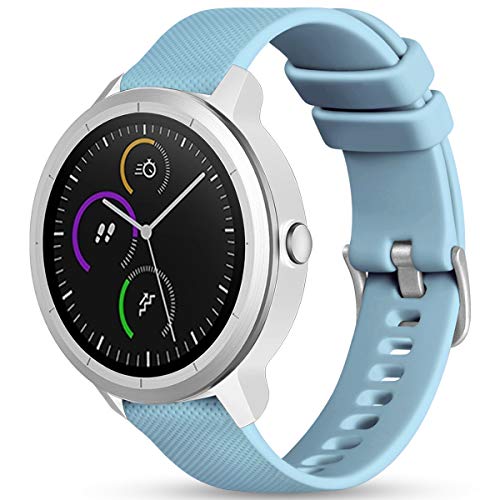 Vobafe 20mm Correa Compatible con Garmin Vivoactive 3/Venu/Vivomove 3/Luxe/Style/HR, Suave Silicona Correa de Repuesto para Vivoactive 3 Music/Forerunner 245/645 Music, Azul Claro