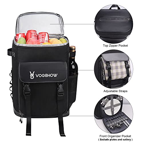 VOGSHOW Mochila Nevera 30 l, Mochila Térmica de Picnic Aislada, Mochila de Refrigeración, Bolsa Térmica Multiusos para Acampar, Familia al Aire Libre, BBQ, Compras, Viajes, Pesca y Playa