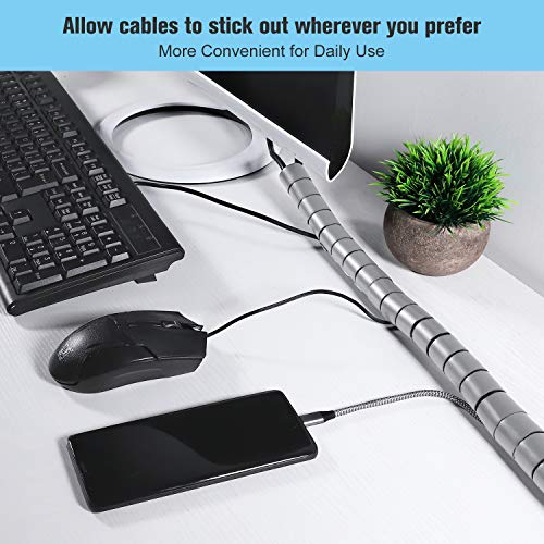 VoJoPi Organizador Cables, 2 X 3m Organizador de Cablesde Material PET,Automático Cubre Cables Para TV,computadora, (∅ 28 und ∅22 mm),Gris