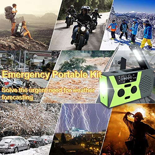 Vokida 4000mAh Radio de Emergencia portatil con Manivela Carga Solar Batería USB SOS Alarm Dinamo LED Linterna, Am/FM para Senderismo y Exteriores