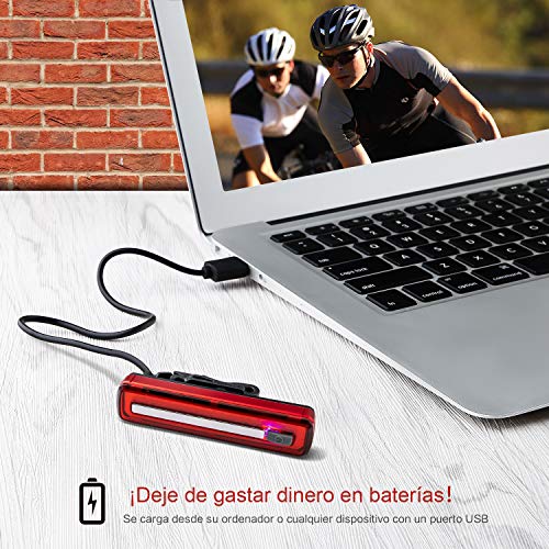 Volcano Eye Luz LED Trasera Bicicleta Luces Traseras para Bici Ultra Brillo USB Recargable Luz Trasera Potente y Impermeable Usado en Casco Mochila Bicicleta de Montaña Advertencia Seguridad