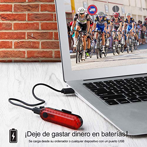 Volcano Eye Luz Trasera de Bicicleta (2 pcs), Luz de Destello de Seguridad USB Recargable Ultra Brillante LED Rojo Fácil de Instalar de Alta Intensidad para Bici de Carretera, Cascos