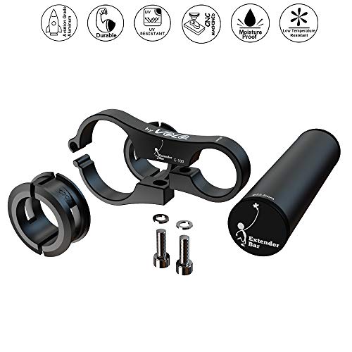 Volo Extender Bar Extensor de Manillar de Bicicleta de Aluminio Soporte de Montaje de extensión de Ciclismo para Soportes de Bicicleta, Servicio de GPS, Faros, etc（Negro, 85）