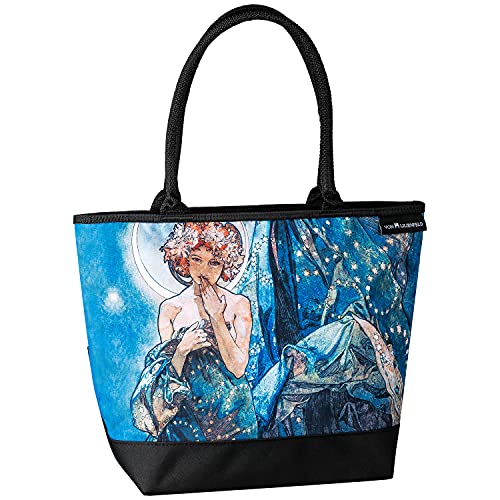 VON LILIENFELD Bolso Alfons Maria Mucha La Luna Señoras Arte Motivo Shopper Dimensiones cm L42 x H30 x D15 Bolso Playa Oficina