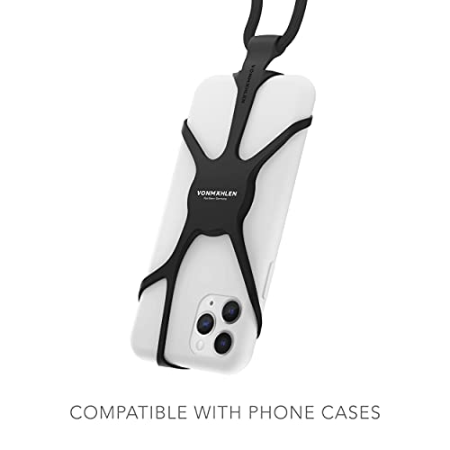 VONMÄHLEN Infinity - Correa Universal para móvil para el Cuello - Soporte para teléfono Manos Libres - Compatible con iPhone y Todos los Smartphones - Funda de Silicona con cordón de Nylon - Negro