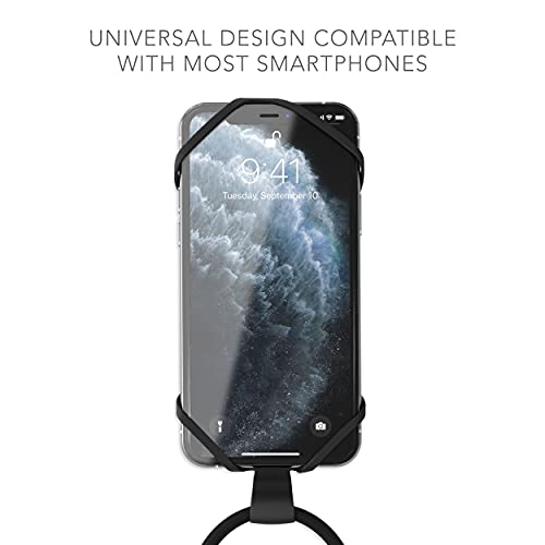 VONMÄHLEN Infinity - Correa Universal para móvil para el Cuello - Soporte para teléfono Manos Libres - Compatible con iPhone y Todos los Smartphones - Funda de Silicona con cordón de Nylon - Negro