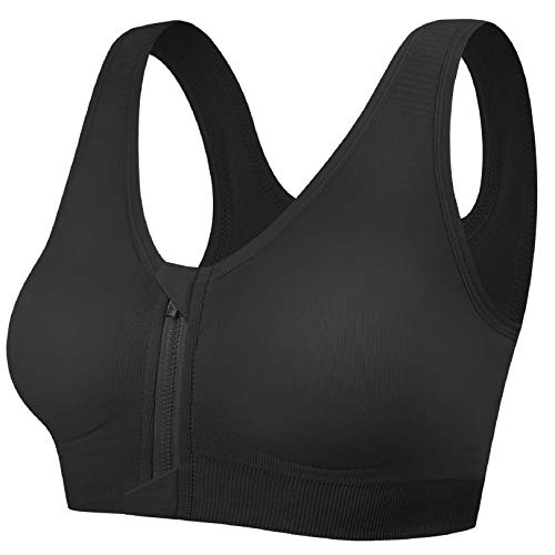 Voqeen Sujetador Deportivo para Mujer Cremallera Frontal Sujetadores sin Costuras de Alto Impacto Cómodo Acolchado extraíble Sujetador de Soporte Cruzado para Entrenamiento físico, Correr, Yoga