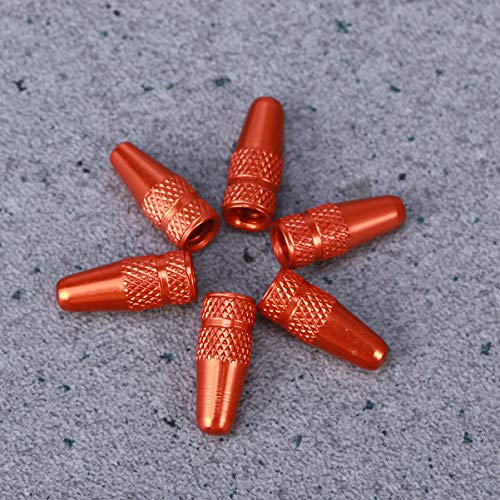 VORCOOL 5pcs de Bicicleta Tapas de Válvulas Aluminio aleación Francés Tapones de válvula para Bicicleta de montaña Mountain Bike neumático válvula de Aire staubabdeckungen (Naranja)