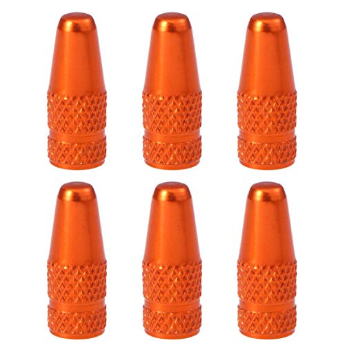 VORCOOL 5pcs de Bicicleta Tapas de Válvulas Aluminio aleación Francés Tapones de válvula para Bicicleta de montaña Mountain Bike neumático válvula de Aire staubabdeckungen (Naranja)