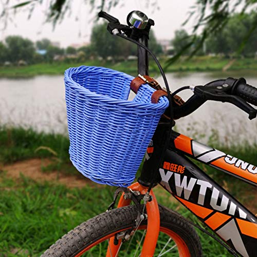 VORCOOL Cesta de bicicleta para niños Cesta de coche para niños Cesta de bicicleta Cesta tejida Cesta para niños Scooter Basket para niños (azul)