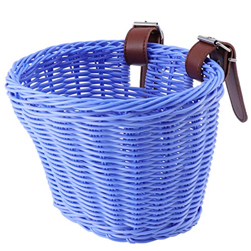 VORCOOL Cesta de bicicleta para niños Cesta de coche para niños Cesta de bicicleta Cesta tejida Cesta para niños Scooter Basket para niños (azul)