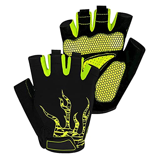 Voroar Antideslizante Guantes de Ciclismo Verano Medio Dedo Guantes de Bicicleta Montaña para Hombre Mujer, Transpirable Guantes Cortos MTB Gel Guantes Cortos Deportivos Moto, Unisexo