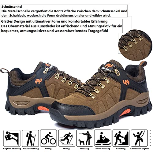 VTASQ Zapatillas De Senderismo Hombre Mujer Zapatillas Trekking Impermeables Camping Al Aire Libre Botas de Montaña Deporte Botas de Senderismo marrón 43 EU