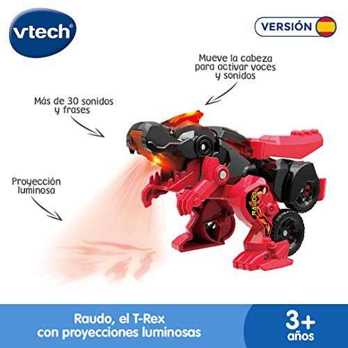 VTech Switch&Go Dinos, Raudo el T-Rex, Dinosaurio Que se transforma en vehículo, Juguete para niños +3 años, Versión ESP (3480-537922), Color