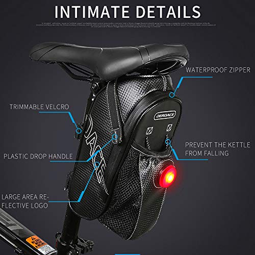 VUENICEE Bolsa Bicicleta Impermeable,Bolsa para Sillín de Bicicleta,Alforjas Bicicleta con Luz(Tres Modos),Bolsa para Botella de Agua,Alforjas para Bicicleta de Montaña MTB