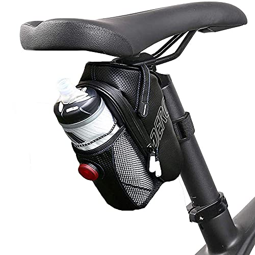 VUENICEE Bolsa Bicicleta Impermeable,Bolsa para Sillín de Bicicleta,Alforjas Bicicleta con Luz(Tres Modos),Bolsa para Botella de Agua,Alforjas para Bicicleta de Montaña MTB