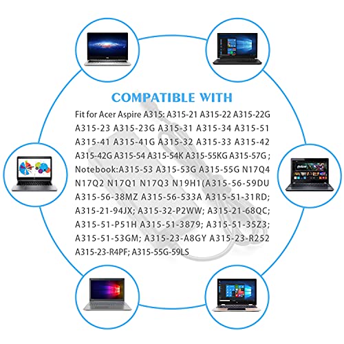 VUOHOEG 65W Cargador para Portatil Acer Aspire 3 5 E1 E1-571 E1-572 ES1 ES1-571 ES1-511 E3 E3-111 E5 E5-573 E5-571 V3 V3-571 V3-731 E15 AC Adaptador Conector 5,5 x 1,7mm Power Supply 19V 3.42A