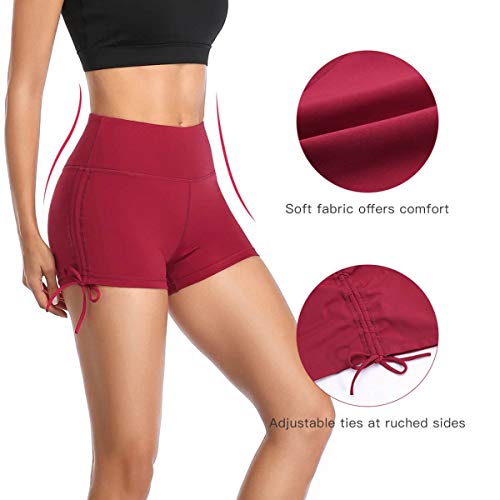 VUTRU Shorts de Baño Mujer Cintura Alta Pantalones Cortos de Playa Bañador para Mujer Pantalones Cortos para Correr Deportivo Fitness Yoga Rojo S