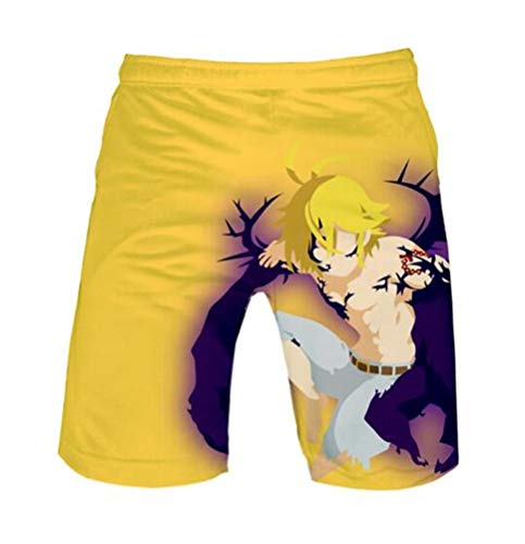 WANHONGYUE Anime Nanatsu No Taizai The Seven Deadly Sins Trajes de Baño Shorts de Playa Hombre 3D Imprimir Pantalones Corto Beach Board Shorts Swim Trunks 1109/4 XXXXL