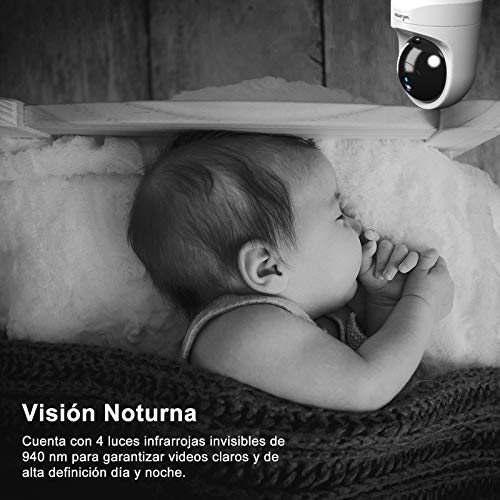 Wansview Cámara IP WiFi, 1080P Cámara Vigilancia WiFi con Visión Noturna Detección de Movimiento, Audio Bidireccional, Compatible con Alexa, Cámara de Seguridad Bebé Mascotas, Q6 (NO Tiene autonomía)