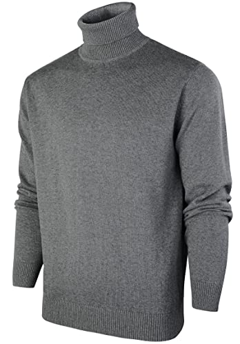 Wantonfy Suéter de punto de cuello alto para hombre con cuello alto y ajuste ajustado cálido jersey de cuello alto, gris oscuro, XL