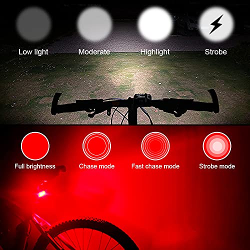 Wasafire Luces de Bicicleta, 4000 Lúmenes 5 LED 9500 mAh 6 Horas de Tiempo de Trabajo Faro de Bicicleta, 4 Modos Luces Delanteras de Bicicleta de Montaña de Carretera Impermeables