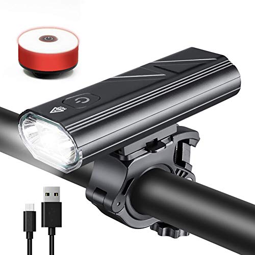 Wasafire Luz Bicicleta LED Recargable USB,2400 Lumen 5200 mAh Potente Luces Bicicleta Delantera y Trasera, 5 Modos, IPX6 Impermeable Luces Seguridad para Ciclismo de Montaña y Carretera