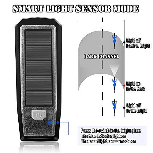 WASAGA Faro de Bicicleta, Luz Frontal de Bicicleta de 4 Modos Recargable Inteligente con energía Solar con Campana de Bicicleta para Ciclismo Advertencia de Seguridad Altavoz LED