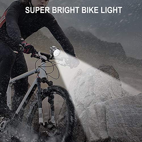 WASAGA Luces de Bicicleta, 6000 lúmenes 5 LED Luz de Bicicleta, Luz de Bicicleta de montaña Impermeable con 8400mAh Batería Recargable, 3 Modos Luces de Bicicleta Faro Frontal