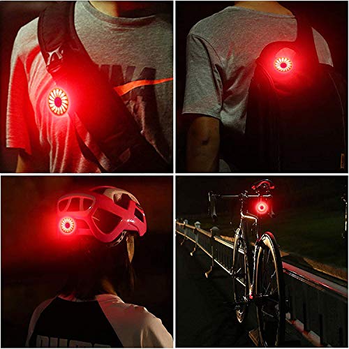 WASAGA Luz Trasera de la Bicicleta, Smart Brake Luz Trasera de la Bicicleta Recargable por USB, 5 Modos de luz Mochila Impermeable Mochila Lámpara LED Advertencia de Seguridad Luz estroboscópica