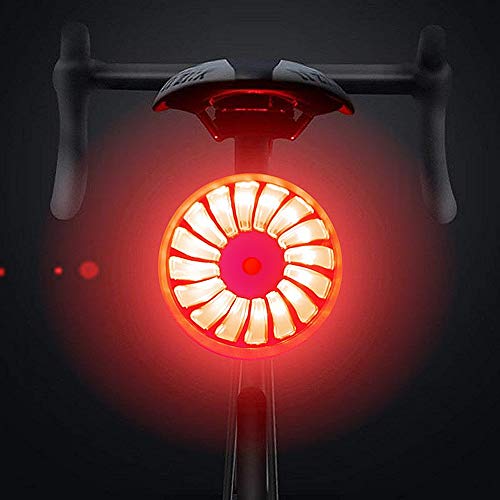 WASAGA Luz Trasera de la Bicicleta, Smart Brake Luz Trasera de la Bicicleta Recargable por USB, 5 Modos de luz Mochila Impermeable Mochila Lámpara LED Advertencia de Seguridad Luz estroboscópica