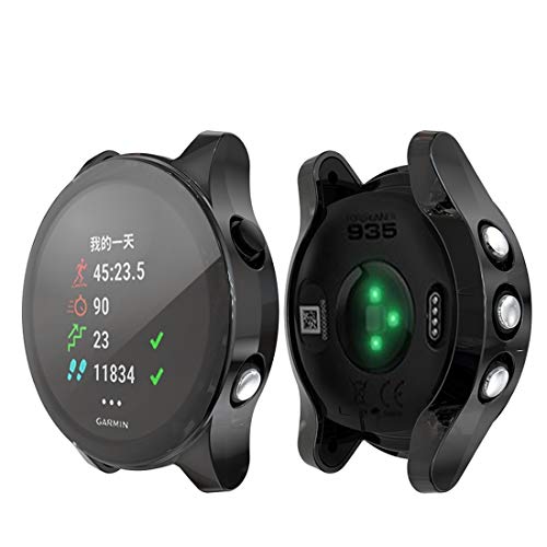 WATCHCASE/para Garmin Forerunner 935 TPU Funda de Reloj electroplastia, La decoración de la Moda Protege el Marco del re (Color : Negro)