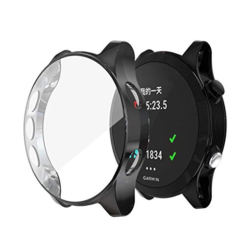 WATCHCASE/para Garmin Forerunner 935 TPU Funda de Reloj electroplastia, La decoración de la Moda Protege el Marco del re (Color : Negro)