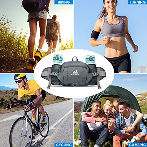 Waterfly Riñonera Running Deportiva Impermeable Multifuncional Bolso de Cintura con Portabotellas para Correr Senderismo Ciclismo para Hombre Mujer (Gris)