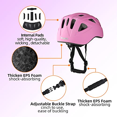 WayEee Casco Infantil para Bicicleta Monopatín Patinaje Casco Ciclismo para Niños Ajustable Cascos de Bicicleta de Montaña para Niños 4-12 Años Rosa