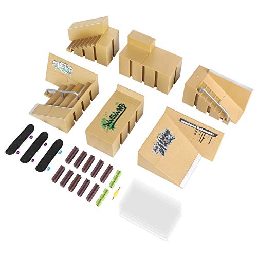 Wayin Skate Park Kit 8pcs Monopatines de Juguete para Dedos Parque de Mini Patín de Dedos Kit de Rampa de Piezas Fingerboards Tech Deck Skate Cretivo Juguete para Niños