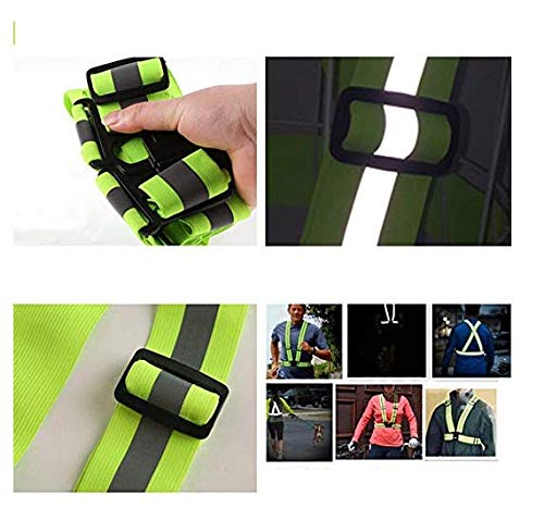 Waymeduo Chaleco reflectante Monos de noche Chaleco de seguridad Cinturón fluorescente Protección del tráfico Prevención de accidentes Alta elasticidad ajustable Unisex