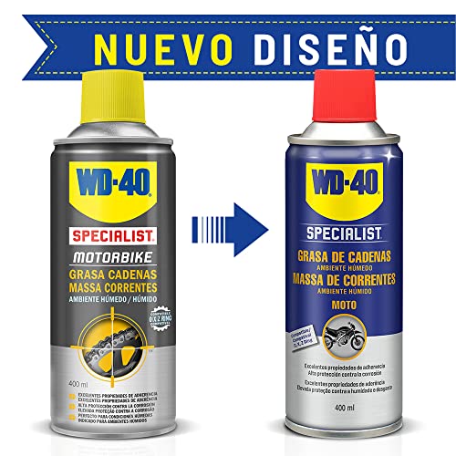 WD-40 34553 Total de Moto en Ambiente Húmedo Specialist Motorbike Spray, 400mL, Caja de 3