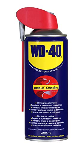 WD-40 Producto Multi-Uso Doble Acción- Spray 400ml-Pack x2 -Aplicación amplia o precisa. Lubrica, Afloja, Protege del óxido, Dieléctrico, Limpia metales y plásticos y Desplaza la humedad