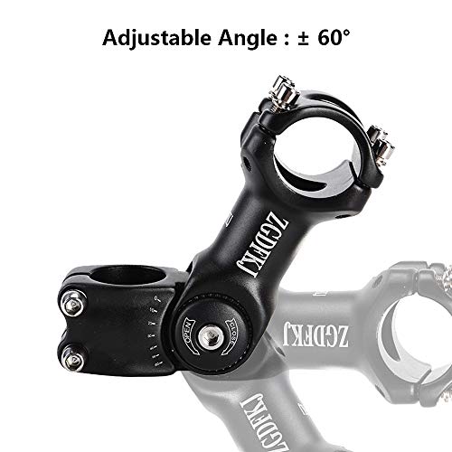 WDEC Ajustable Potencia Elevador de Manillar Potencia, ±60°, 110mm, Aleación de Aluminio, para Bicicleta Manillar de Bicicleta Extensor 25.4mm/31.8mm, para Bicicleta de Montaña (25.4mm)