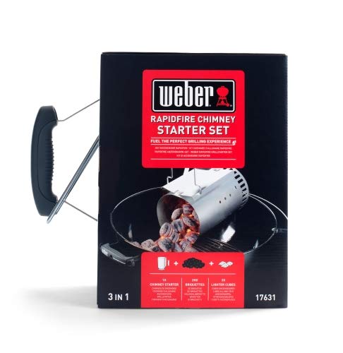 Weber 17631 - Set Chimenea con briquetas Encendido Blancas, Inox, 2 kg / 6 Pastillas