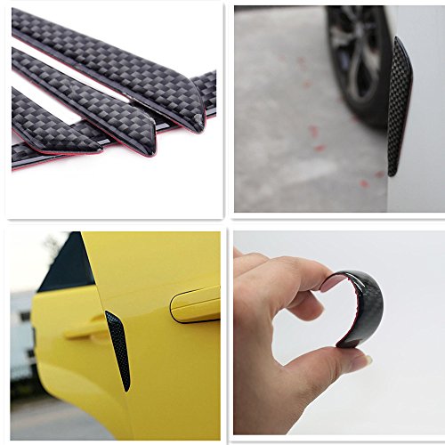 WeFoonLo 4 Piezas Etiqueta engomada Auto del Protector del topetón de la Puerta del Coche de la Fibra de Carbono Negra para la camioneta Pickup de SUV del Coche