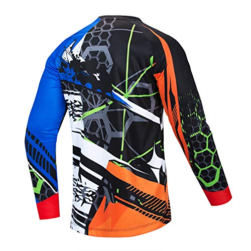 weimostar Camiseta de ciclismo para hombre de bicicleta de montaña, motocross, manga larga, camiseta de MTB Downhill Tops Deportes de carreras blusa azul XL