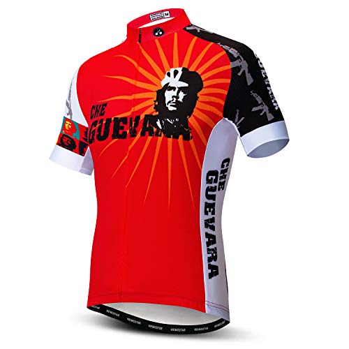 Weimostar Camisetas de Ciclismo para Hombre Camisetas de Ciclismo de Manga Corta con Cremallera Completa Ropa de Bicicleta Rusia Rojo L