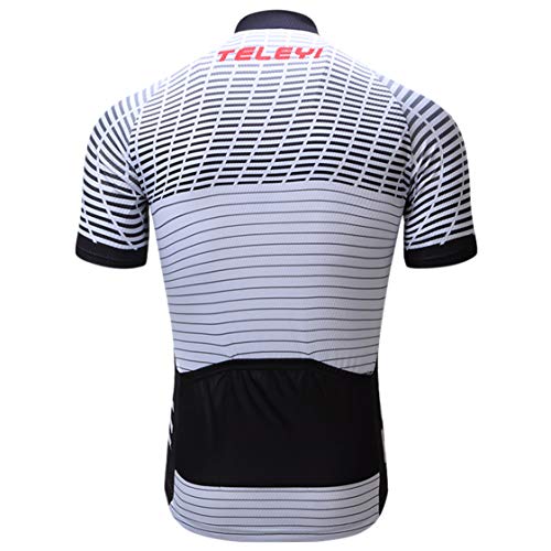 Weimostar Maillot de Ciclismo Hombres Bike MTB Jersey Cremallera Mountain Road Bicicletas Tops Transpirable Ropa de Secado rápido Libre Ciclo Jersey para Caballero Ropa Blanca Talla M