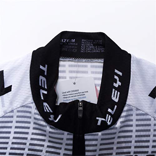 Weimostar Maillot de Ciclismo Hombres Bike MTB Jersey Cremallera Mountain Road Bicicletas Tops Transpirable Ropa de Secado rápido Libre Ciclo Jersey para Caballero Ropa Blanca Talla M