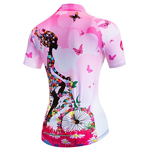 Weimostar - Maillot de ciclismo para mujer, ideal para modalidad de montaña y carretera (transpirable, manga corta), Mujer, Bicicleta Rosa, S