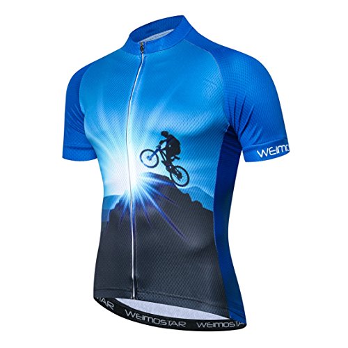 Weimostar - Maillot deportivo de ciclismo para hombre, de manga corta, para bicicleta de montaña, transpirable, de verano, color negro, Hombre, 18, XXL = Brust 108-112 cm